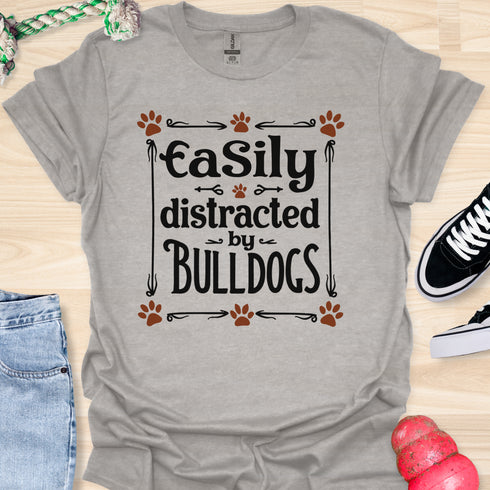 Easily distracted by bulldogs - V4 - Vintage Poster T-Shirt
